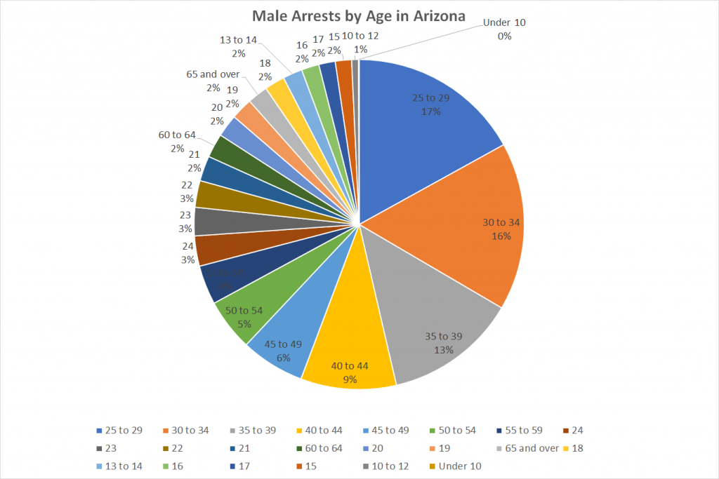 Male Arrests by Age in Arizona