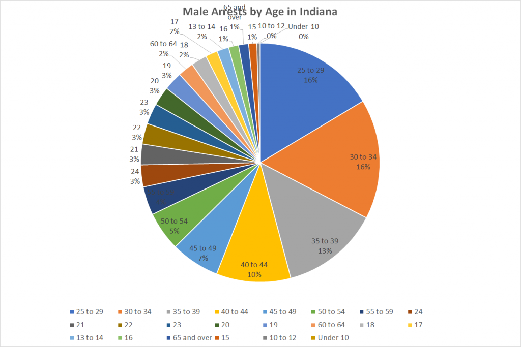 Male Arrests by Age in Indiana