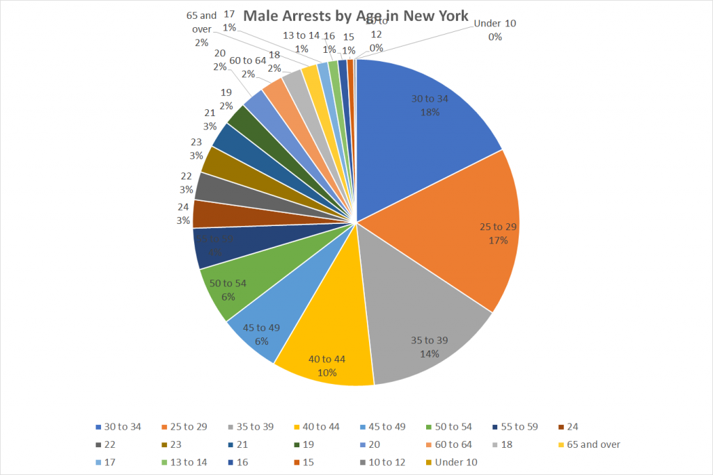 Male Arrests by Age in New York