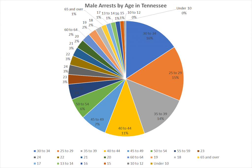 Male Arrests by Age in Tennessee